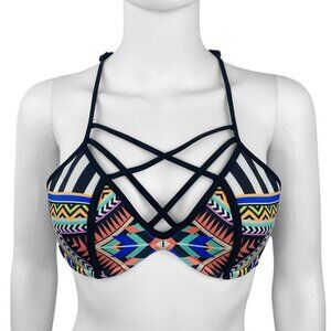 00s 2010s Black Strappy Victoria's Secret Bikini Top Sz M